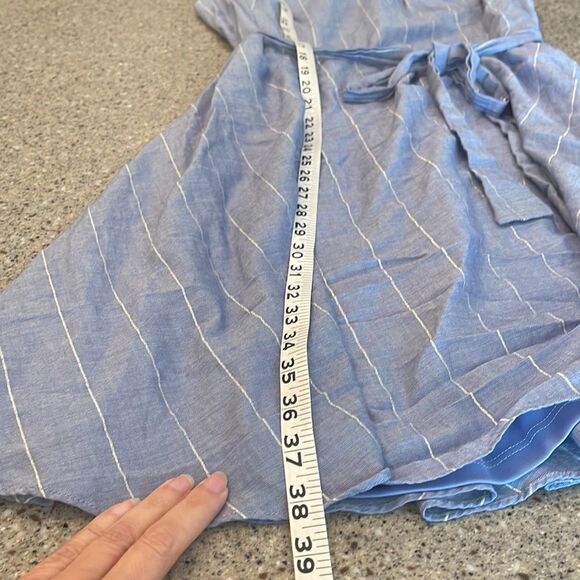 CHAPS Chambray Silver Metallic Striped Sleeveless Dress - Picture 10 of 12